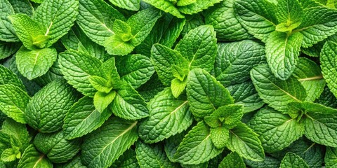 Fresh Mint Leaves Aerial Photography - Transparent Background, Botanical Aesthetics, Culinary Herbs, Organic Ingredients, Greenery, Nature, Freshness