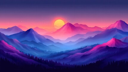 Obraz premium Tranquil Desert Sunset: Watercolor Landscape with Ethereal Sand Dunes Glow