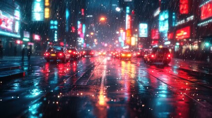 Fototapeta premium Neon Dreams: Photorealistic Futuristic Cityscape with Vibrant Glowing Lights