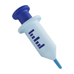 3d render of blue syringe with needle isolated on white