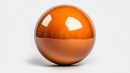 Fototapeta premium Modern copper-colored ball with reflective shine on a white background. Generative AI