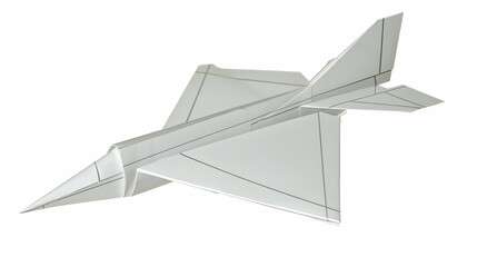 Origami paper airplane, isolated white background, children's craft, educational