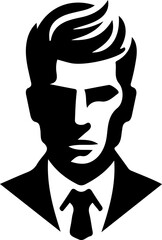 vector illustration silhouette logo icon design symbol of a masculine man's face as a symbol of a large company.eps