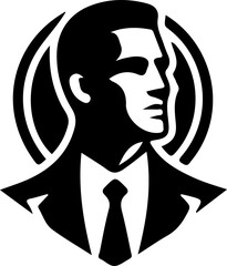 vector illustration silhouette logo icon design symbol of a masculine man's face as a symbol of a large company.eps