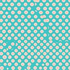 Seamless polka dot abstract pattern in teal and cream colors for modern minimalist design