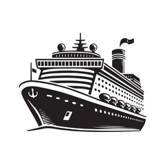 Big cruise ship vector on white background