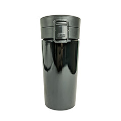 black stainless steel coffee tumbler isolated on white background