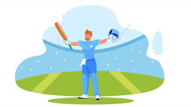 Cricket World Cup Concept Batsman With Winning Smile 2D Animation Scene