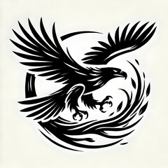 Obraz premium Clean silhouette of a soaring eagle, tattoo