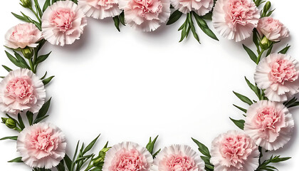 Pink Carnation Flower Frame White Background Floral Design