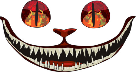scary cat eyes and mouth creepy face cheshire cats vector 