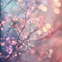 Fototapeta premium Delicate Winter Wonderland Frozen Branches Sparkling with Icy Crystals and Soft Pastel Bokeh