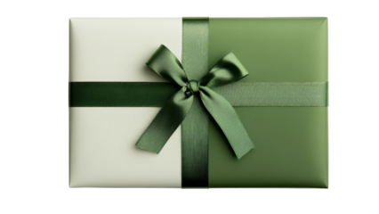 Elegant Green and White Gift Box with Satin Ribbon and Bow Perfect for Holidays, Birthdays, and Special Occasions to Enhance Any Celebration or Surprise