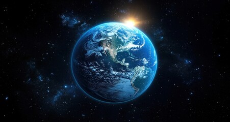 Fototapeta premium Earth from Space View with Galaxy and Stars in Dark Background for Astronomy and Exploration