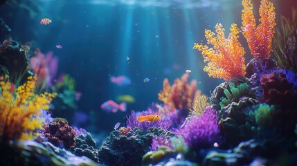Fototapeta premium Vibrant Underwater Paradise: A Colorful Coral Reef Ecosystem