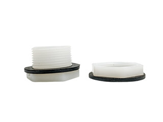 Bulkhead Fitting water tank connector isolated on white background