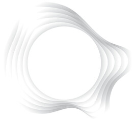Circle ripple wavy shape with shadow in paper cut style