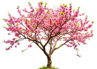 Fototapeta premium Blooming Tree Isolated on White Background - Spring Blossom Stock Photo