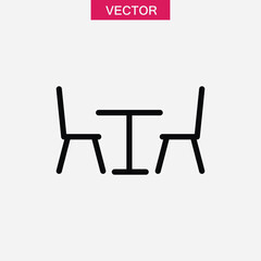 Chair, table icon. Vector flat black simple trendy style illustration for web and app..eps