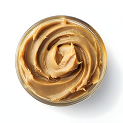 Creamy Peanut Butter with white background,top view,vegetarian food,food photography concept