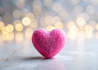 Fototapeta premium Minimalist Pink Heart Candy Valentine's Day Stock Photo