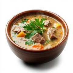 sour rye soup rich with meat and creamy