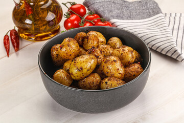 Baked mini potato with herbs