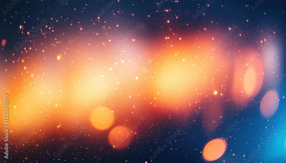 Aufkleber vibrant light reflections in abstract artwork with warm orange and cool blue tones and soft bokeh ef