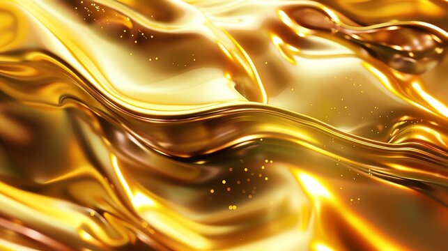 Abstract, flowing, shimmering liquid gold texture. - Powered by Adobe