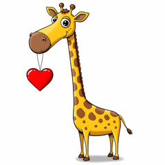 Giraffe with love dangling from its mouth