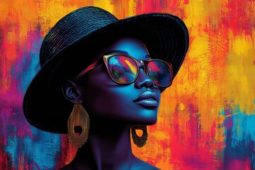 "Black History Month – Vibrant Illustration Celebrating Africa Day, Featuring a Woman and the Distinctive Colors of Africa."