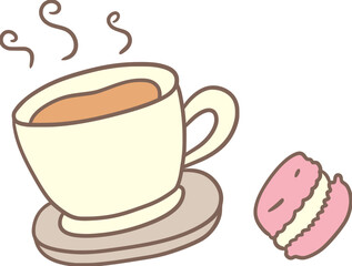 Cup of Coffee Simple Cartoon Working Desk Illustration