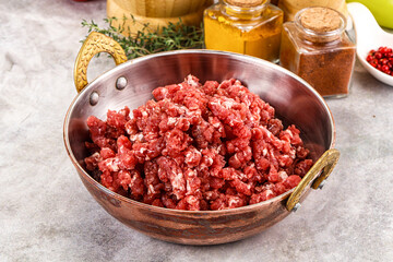 Raw beef minced meat for cooking
