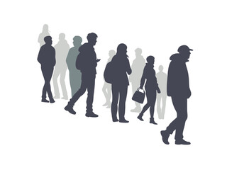 Collection of Unrecognized People Silhouette. Anonymous People Silhouette Collection, Unidentified Figures, Crowd Silhouette Vector Art