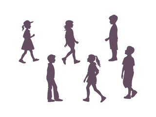 Set of Kids Boy and Girl Silhouette. Silhouette Set of Kids, Boys, and Girls for Playful and Fun Designs