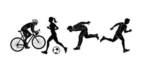 Set of Sportsman Silhouette Designs | Sports Silhouettes for Exercise, Fitness, and Athletic Themes