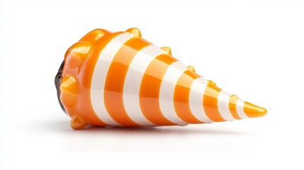 Orange striped training cone on white background. Generative AI