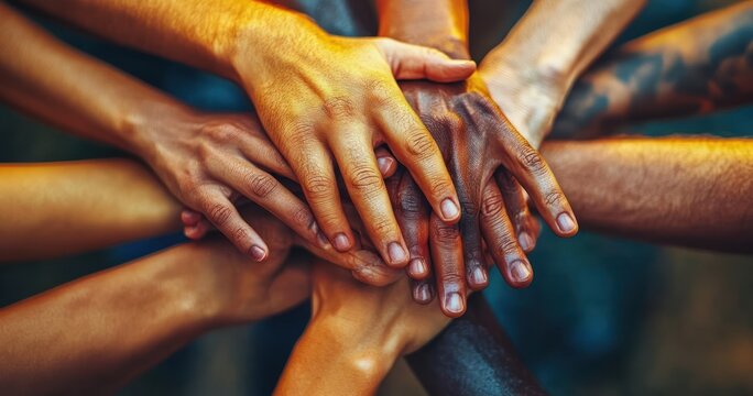 Diverse Hands Unity Support Teamwork Collaboration Success Friendship Community Partnership