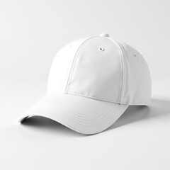 Fototapeta premium Simple white visor cap against a plain white background, empty, plain background, empty space