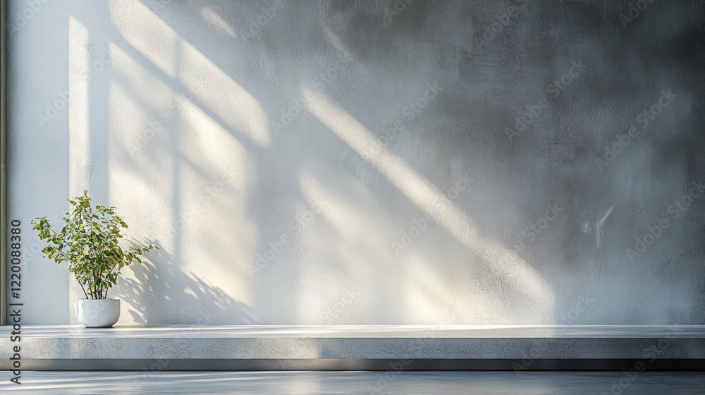 Poster minimalist studio room with concrete table and wall for product display and photography