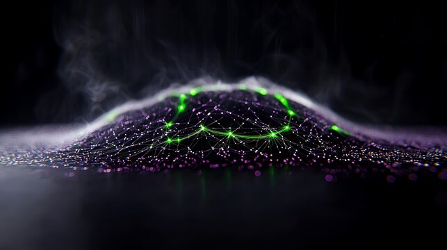 Network data peak, smoky background, abstract concept, tech illustration
