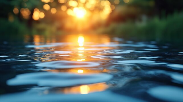 Soft ripples on a water surface with calming light in the background and ample room for text are ideal for medical flyers, spa ads, and wellness campaigns.