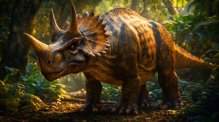 Fototapeta premium triceratops in the jungle