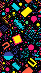 Digital retro fabric print geometric pattern graphics poster background