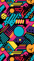 Fototapeta premium Digital retro fabric print geometric pattern graphics poster background