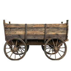 Obraz premium Old wooden cart isolated on transparent background