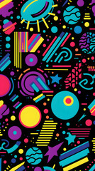 Digital retro fabric print geometric pattern graphics poster background