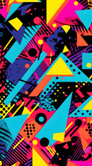 Digital retro fabric print geometric pattern graphics poster background