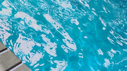 A tranquil pool with a rippled surface, creating reflections of the white clouds drifting across the sky. The gentle waves on the water's surface add to the peaceful ambiance of the scene