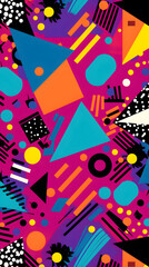 Naklejka premium Digital retro fabric print geometric pattern graphics poster background
